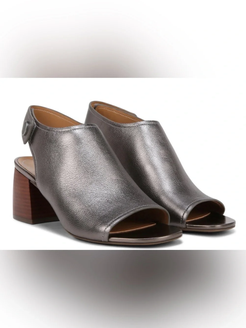 Vionic Metallic Pewter Open-Toe Block Heel Mule - Women NIB